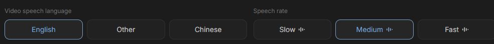 Language and pace controls in the Talking-Head workspace