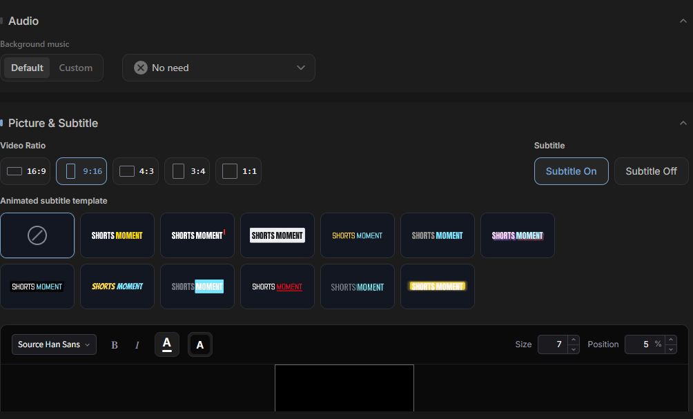Output styling controls in the Talking-Head workspace